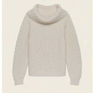 NWT Doen Gillian Fisherman Cable Knit Wool Roll Turtleneck Sweater Ivory XS